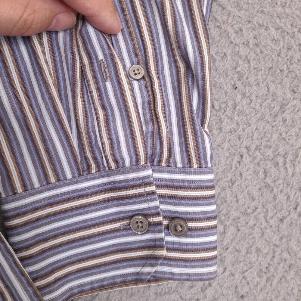 Banana Republic Shirt Mens XL 17-17.5 Blue‎ Striped Long Sleeve Button Up